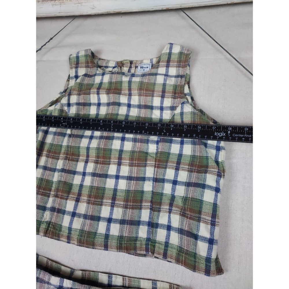 Vintage Kkomi Plaid Crop Top & Skort Set Women's Medium 90s 100% Cotton - Picture 5 of 16